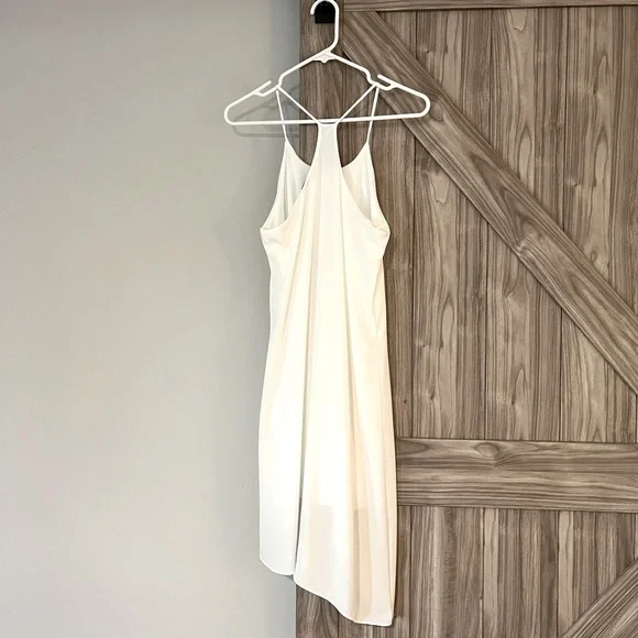 Asymmetrical gauzy white racer back dress - Picture 3 of 5